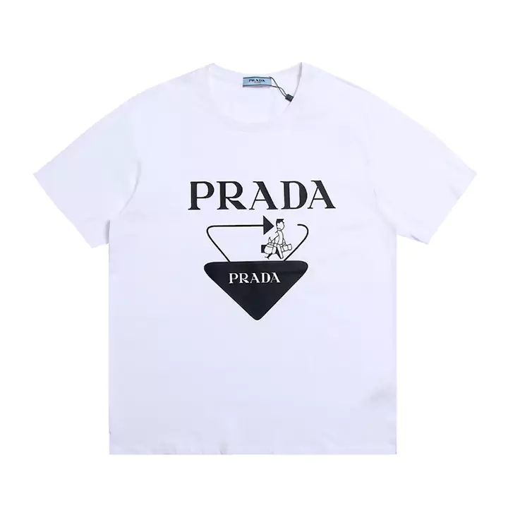 半袖 prada  ロゴ付き 白黒 柔らかい生地