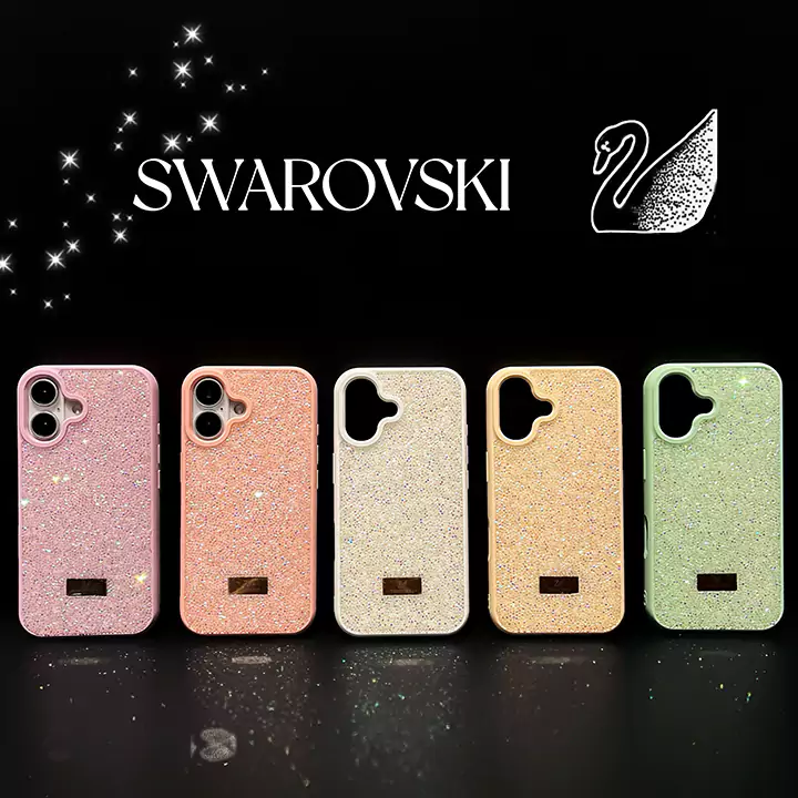 iphone 16 携帯ケースswarovski スワロフスキー メタルロゴ